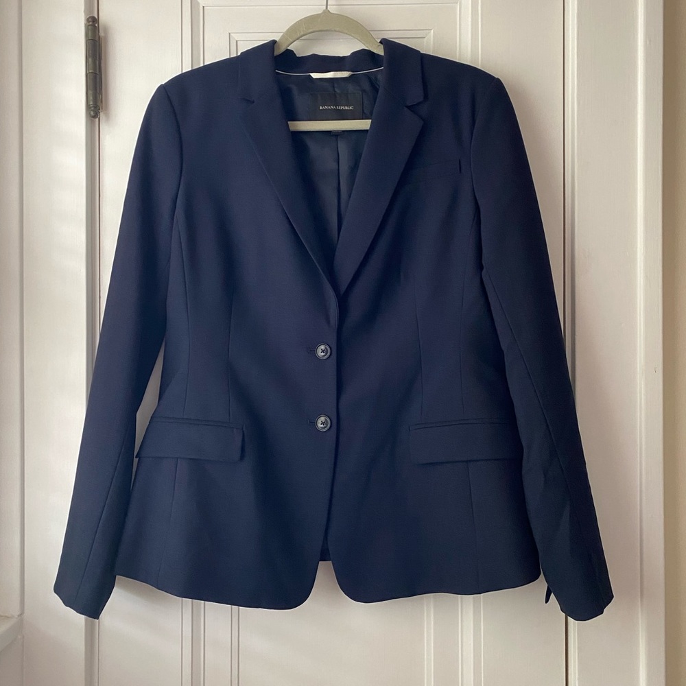 Banana Republic navy blue lightweight wool suit jacket blazer 14